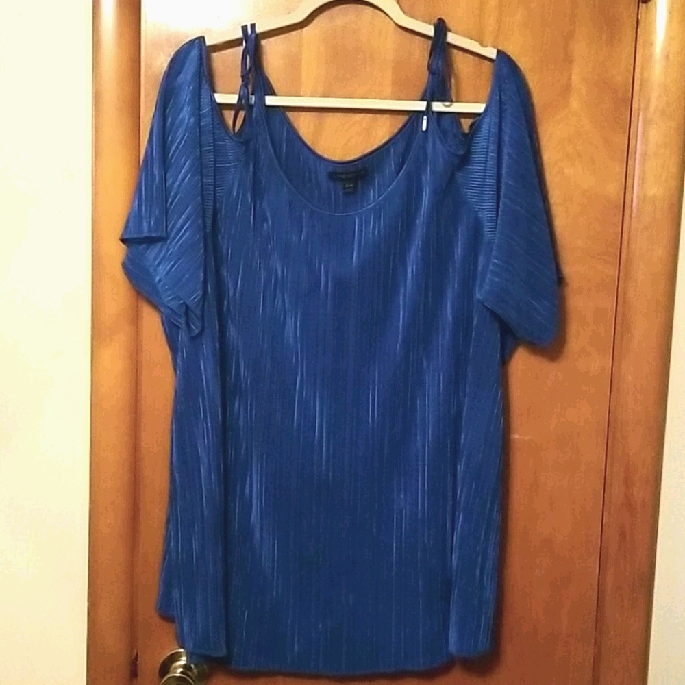 Lane Bryant cold shoulder top with tie detail